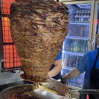 Trompo pork on the vertical spit